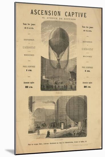 Broadside announcing a captive balloon ascension during the Paris Exposition of 1867-null-Mounted Giclee Print