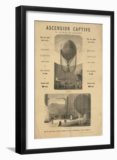 Broadside announcing a captive balloon ascension during the Paris Exposition of 1867-null-Framed Premium Giclee Print