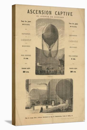 Broadside announcing a captive balloon ascension during the Paris Exposition of 1867-null-Stretched Canvas