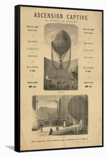 Broadside announcing a captive balloon ascension during the Paris Exposition of 1867-null-Framed Stretched Canvas