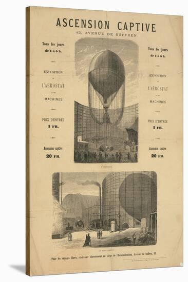 Broadside announcing a captive balloon ascension during the Paris Exposition of 1867-null-Stretched Canvas
