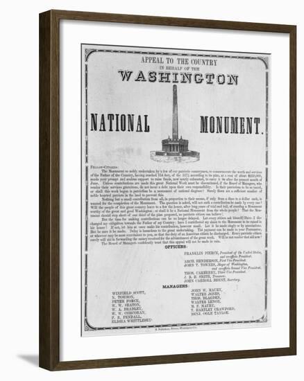 Broadside Appealing on Behalf of the Washington Monument-null-Framed Giclee Print