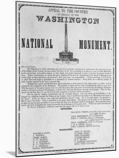 Broadside Appealing on Behalf of the Washington Monument-null-Mounted Giclee Print