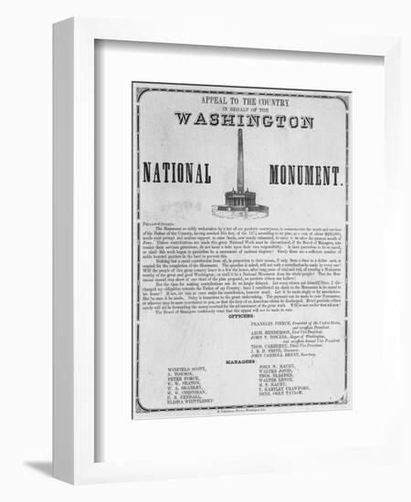 Broadside Appealing on Behalf of the Washington Monument-null-Framed Giclee Print