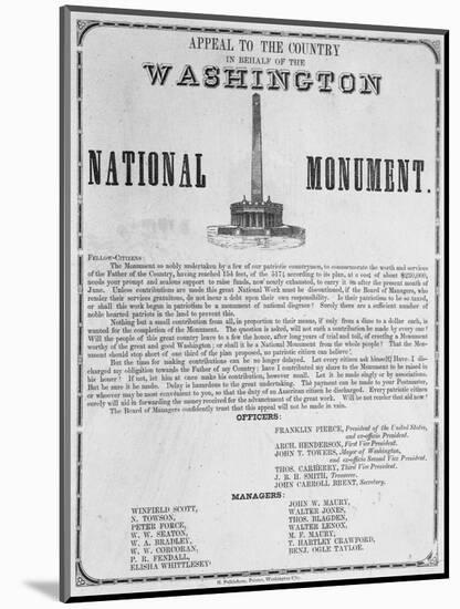 Broadside Appealing on Behalf of the Washington Monument-null-Mounted Giclee Print