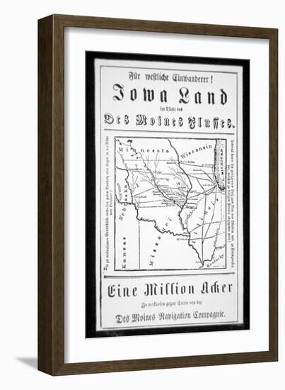 Broadside Published in German by the Des Moines Navigation Company to Attract Immigrants to Iowa-American-Framed Giclee Print