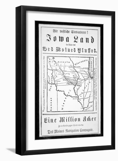 Broadside Published in German by the Des Moines Navigation Company to Attract Immigrants to Iowa-American-Framed Giclee Print