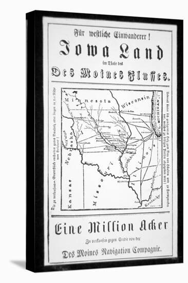 Broadside Published in German by the Des Moines Navigation Company to Attract Immigrants to Iowa-American-Stretched Canvas