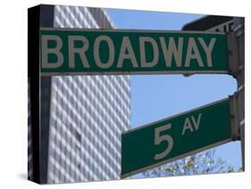 Broadway and 5th Avenue Street Signs, Manhattan, New York City, New York, USA-Amanda Hall-Stretched Canvas