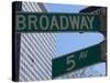 Broadway and 5th Avenue Street Signs, Manhattan, New York City, New York, USA-Amanda Hall-Stretched Canvas