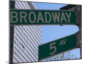 Broadway and 5th Avenue Street Signs, Manhattan, New York City, New York, USA-Amanda Hall-Mounted Photographic Print