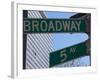 Broadway and 5th Avenue Street Signs, Manhattan, New York City, New York, USA-Amanda Hall-Framed Photographic Print