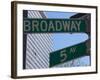 Broadway and 5th Avenue Street Signs, Manhattan, New York City, New York, USA-Amanda Hall-Framed Photographic Print