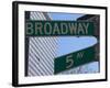 Broadway and 5th Avenue Street Signs, Manhattan, New York City, New York, USA-Amanda Hall-Framed Photographic Print