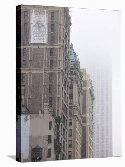 Broadway and Empire State Building Shrouded in Mist, Manhattan-Amanda Hall-Stretched Canvas