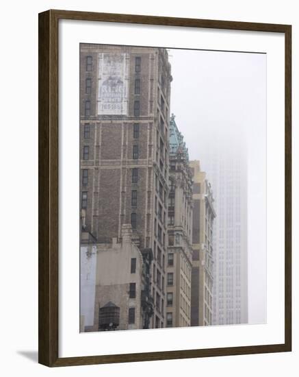 Broadway and Empire State Building Shrouded in Mist, Manhattan-Amanda Hall-Framed Photographic Print