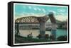 Broadway Bridge over Willamette River - Portland, OR-Lantern Press-Framed Stretched Canvas