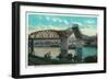 Broadway Bridge over Willamette River - Portland, OR-Lantern Press-Framed Art Print