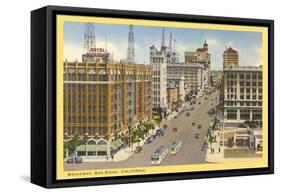 Broadway, Downtown, San Diego, California-null-Framed Stretched Canvas