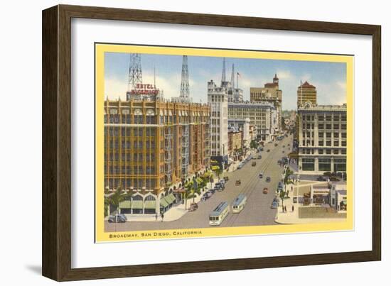 Broadway, Downtown, San Diego, California-null-Framed Art Print