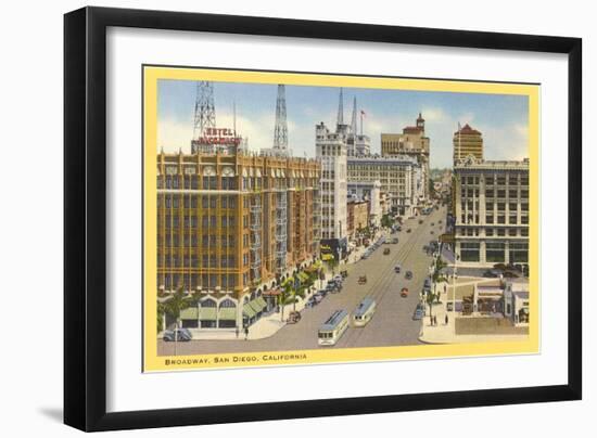 Broadway, Downtown, San Diego, California-null-Framed Art Print