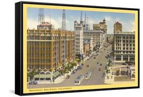 Broadway, Downtown, San Diego, California-null-Framed Stretched Canvas