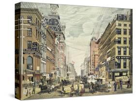 Broadway; from Cortlandt St. and Maidin Lane-Currier & Ives-Stretched Canvas