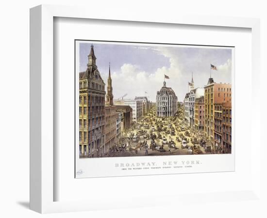 Broadway New York-Currier & Ives-Framed Giclee Print