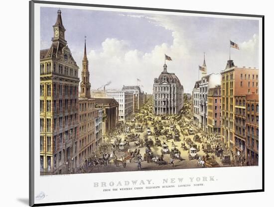 Broadway New York-Currier & Ives-Mounted Giclee Print