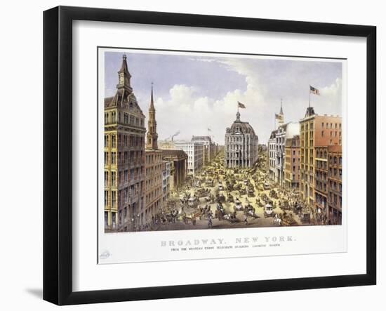 Broadway New York-Currier & Ives-Framed Giclee Print