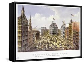 Broadway New York-Currier & Ives-Framed Stretched Canvas
