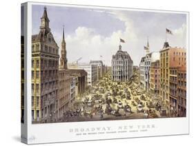 Broadway New York-Currier & Ives-Stretched Canvas