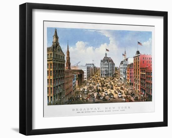 Broadway, NYC, 1875-Currier & Ives-Framed Giclee Print