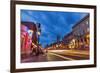 Broadway Street at Dusk in Downtown Nashville, Tennessee, USA-Chuck Haney-Framed Photographic Print