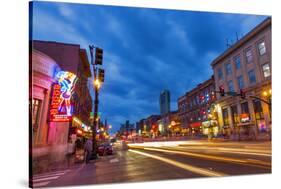 Broadway Street at Dusk in Downtown Nashville, Tennessee, USA-Chuck Haney-Stretched Canvas