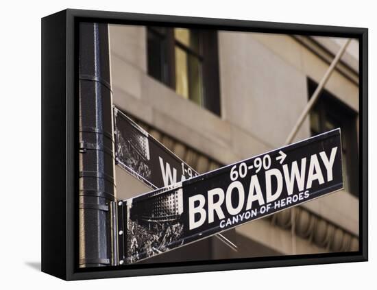 Broadway Street Sign Manhattan, New York City, New York, USA-Amanda Hall-Framed Stretched Canvas