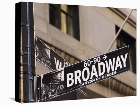 Broadway Street Sign Manhattan, New York City, New York, USA-Amanda Hall-Stretched Canvas