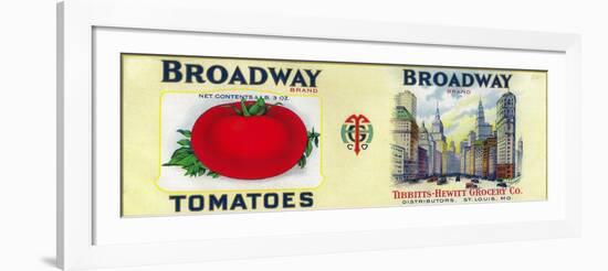 Broadway Tomato Label - St. Louis, MO-Lantern Press-Framed Art Print