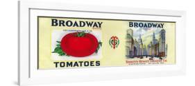 Broadway Tomato Label - St. Louis, MO-Lantern Press-Framed Art Print