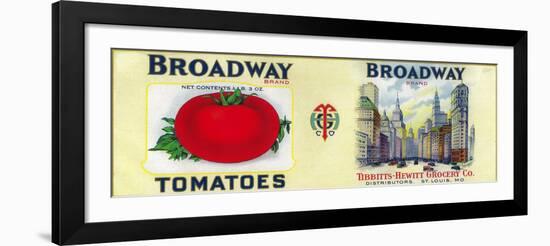 Broadway Tomato Label - St. Louis, MO-Lantern Press-Framed Art Print