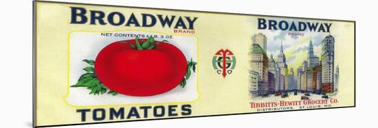 Broadway Tomato Label - St. Louis, MO-Lantern Press-Mounted Art Print