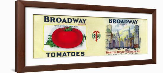 Broadway Tomato Label - St. Louis, MO-Lantern Press-Framed Art Print