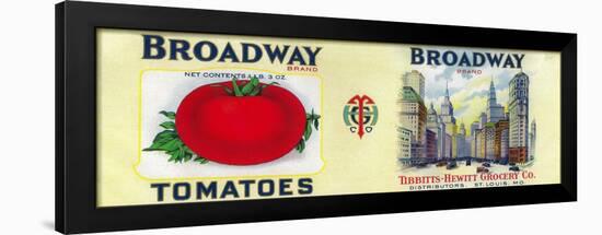 Broadway Tomato Label - St. Louis, MO-Lantern Press-Framed Art Print