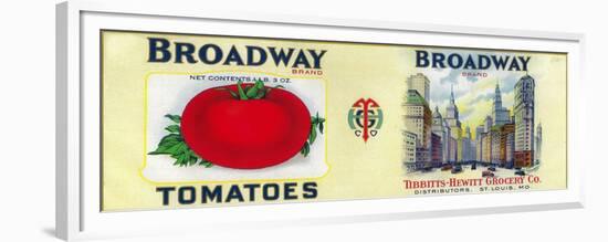 Broadway Tomato Label - St. Louis, MO-Lantern Press-Framed Premium Giclee Print
