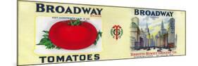 Broadway Tomato Label - St. Louis, MO-Lantern Press-Mounted Premium Giclee Print