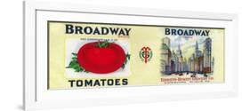 Broadway Tomato Label - St. Louis, MO-Lantern Press-Framed Art Print