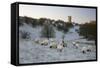 Broadway Tower and Sheep in Morning Frost, Broadway, Cotswolds, Worcestershire, England, UK-Stuart Black-Framed Stretched Canvas