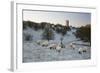 Broadway Tower and Sheep in Morning Frost, Broadway, Cotswolds, Worcestershire, England, UK-Stuart Black-Framed Photographic Print