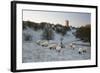 Broadway Tower and Sheep in Morning Frost, Broadway, Cotswolds, Worcestershire, England, UK-Stuart Black-Framed Photographic Print