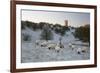 Broadway Tower and Sheep in Morning Frost, Broadway, Cotswolds, Worcestershire, England, UK-Stuart Black-Framed Photographic Print